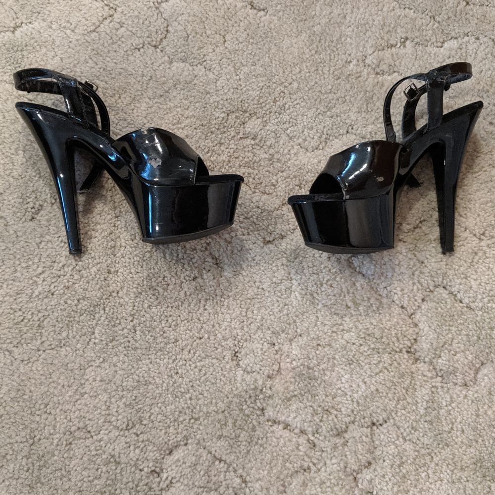 Black Pleaser 6 Inch Platform Heels